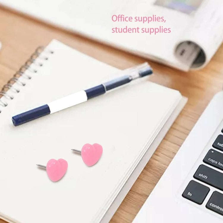 100pcs /Box 10.6x7.8x1.8cm Love Plastic Studs DIY Office School Colorful Pins(Transparent)