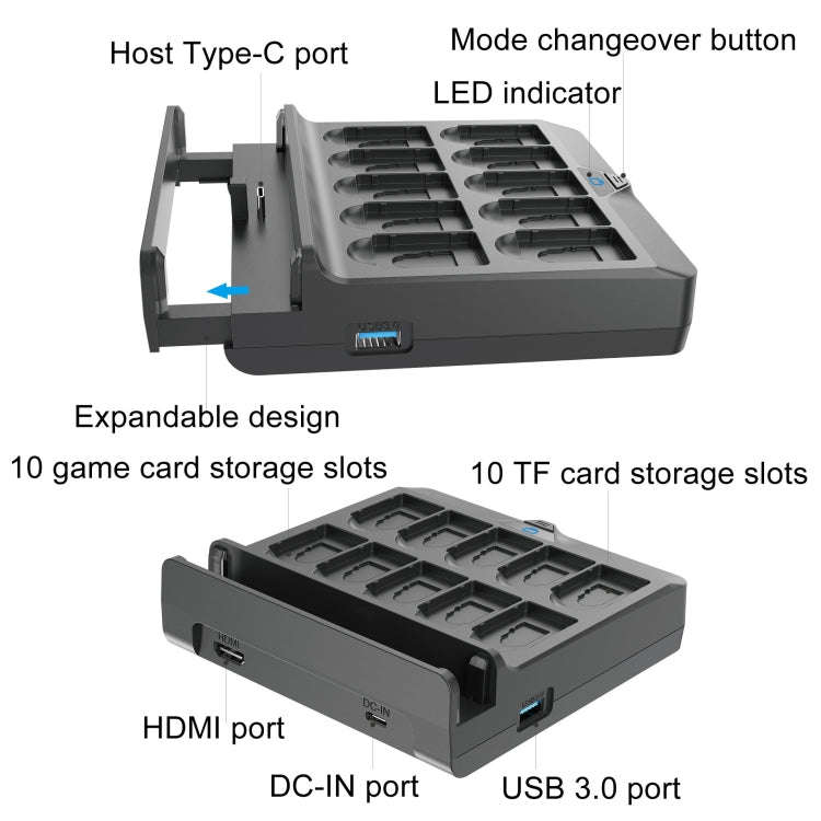 For Switch / Switch OLED Iplay NG-SW279 Cast Screen Charger Video Conversion Dock With Storage(Bl...