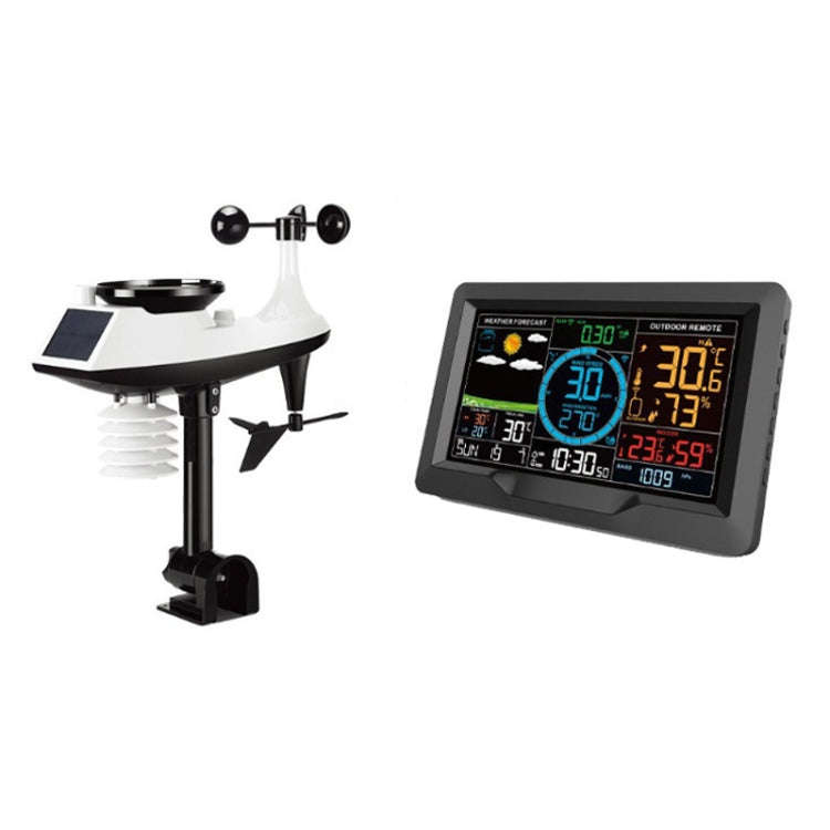 Wireless Weather Station Wind Speed Rain And Wind Direction Detection Weather Forecast Clock(Black)