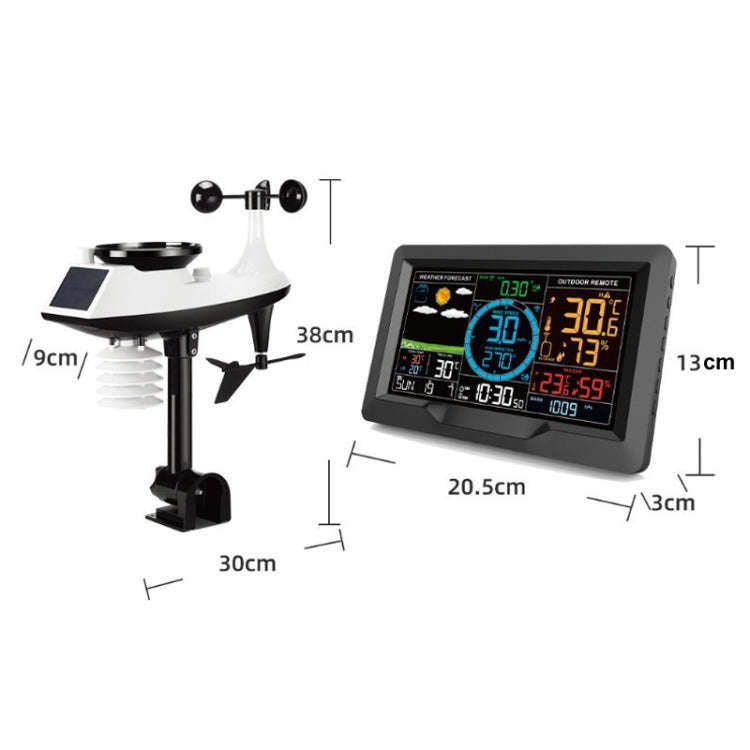 Wireless Weather Station Wind Speed Rain And Wind Direction Detection Weather Forecast Clock(Black)