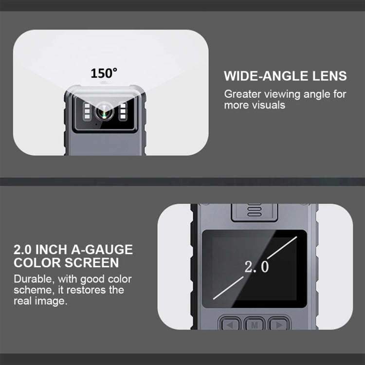 L9 1080P  2.0 Inch IPS Screen Video Recorder With Back Clip IP65 Waterproof Mini Camcorders