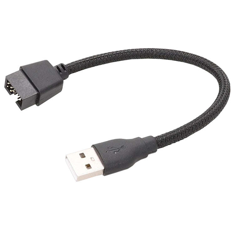 20cm USB-A Male To 9Pin Motherboard Built-In RGB Data To External U Port Adapter Cable(Black)