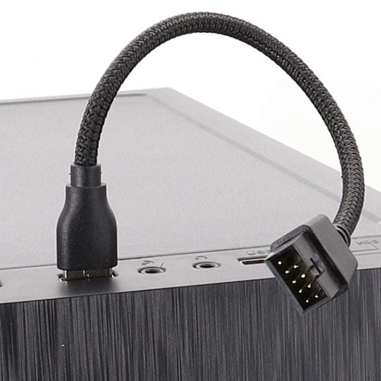 20cm USB-A Male To 9Pin Motherboard Built-In RGB Data To External U Port Adapter Cable(Black)