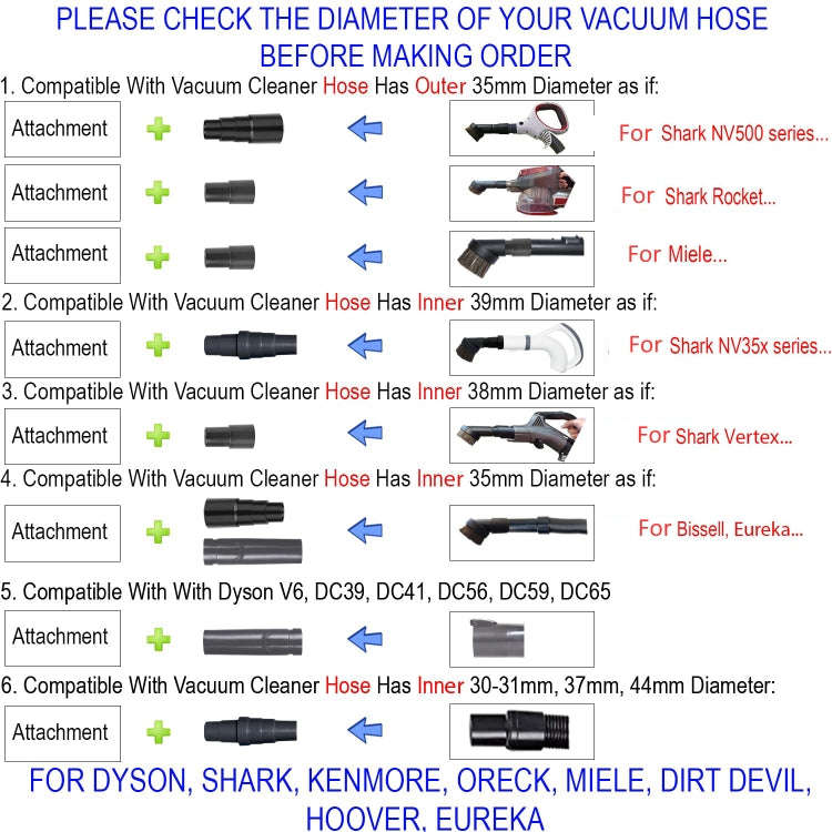 6 In 1 Universal Vacuum Attachments 32mm Nozzle Adapter Accessories Cleaning Kit