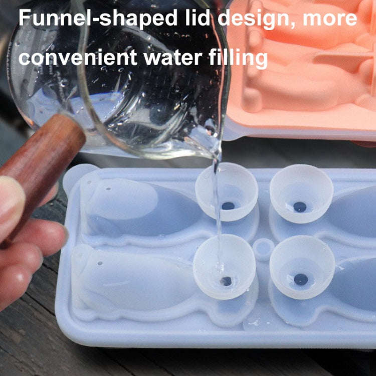 3D Dog Shaped Household Silicone Ice Mold Bar Ice Making Box(Pink)
