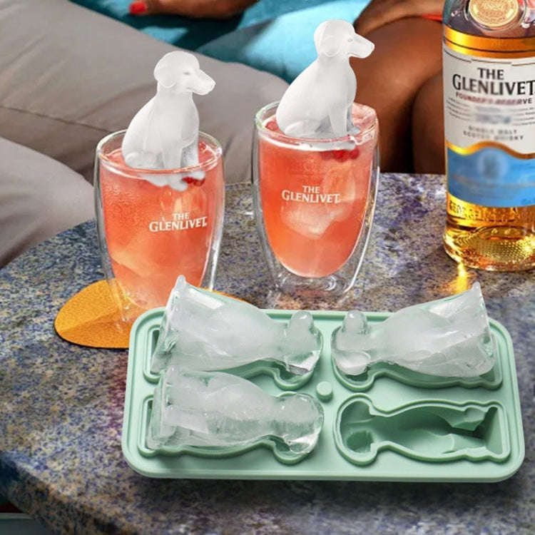 3D Dog Shaped Household Silicone Ice Mold Bar Ice Making Box(Blue)