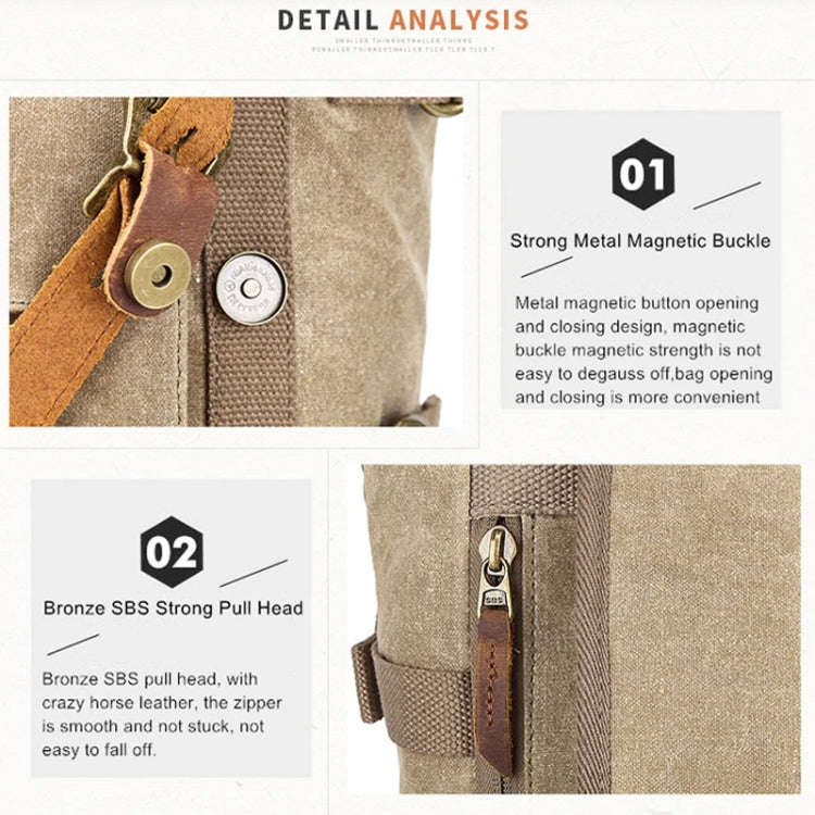 Vintage Camera Bag Waterproof  Canvas Backpack with Laptop Compartment Tripod Holder(Army Green)