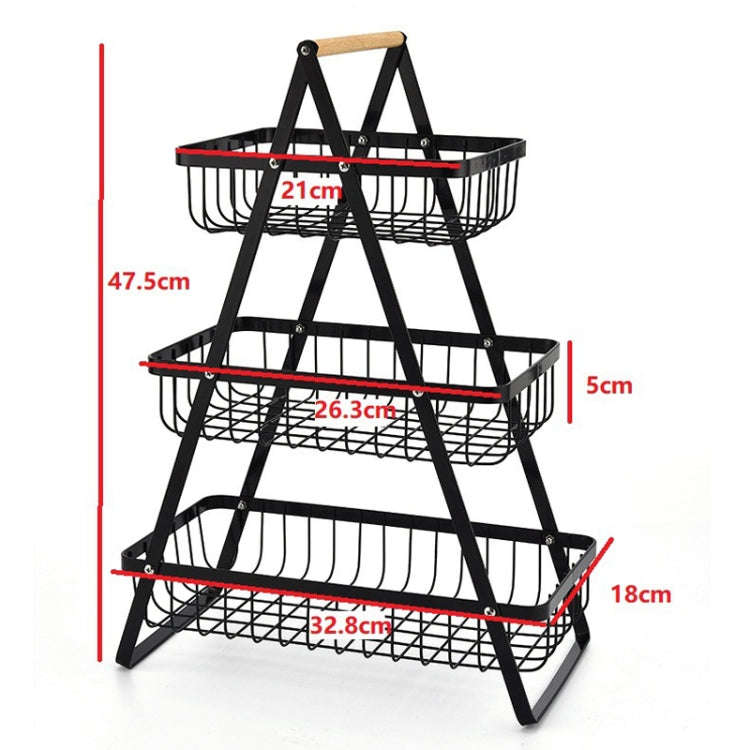 3-Layer Handheld Fruit Basket Removable Living Room Kitchen Bread Snacks Storage Basket, Color: Gray