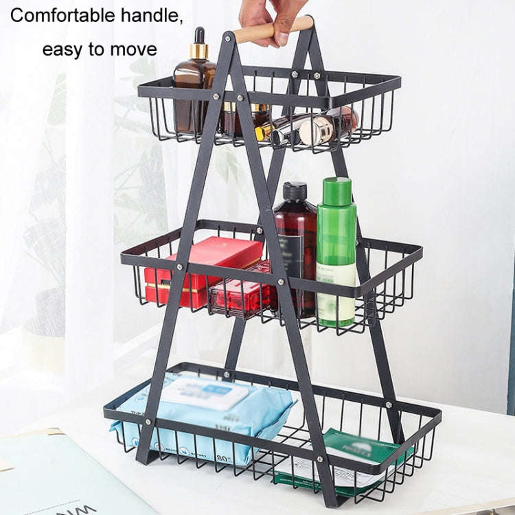 3-Layer Handheld Fruit Basket Removable Living Room Kitchen Bread Snacks Storage Basket, Color: Gray
