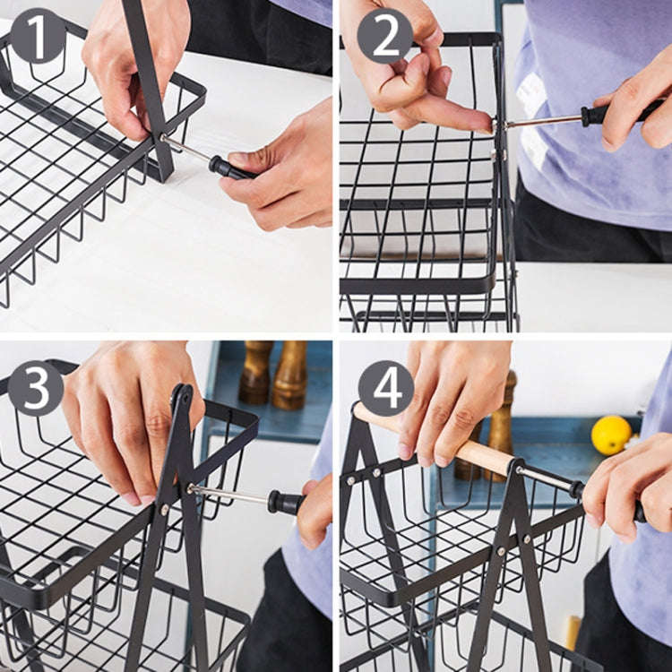 3-Layer Handheld Fruit Basket Removable Living Room Kitchen Bread Snacks Storage Basket, Color: Gray