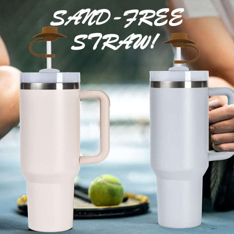 4pcs /Set Silicone Straw Cap 6-10mm Universal Size Dust Plugs, Style: Hanging Rope Cowboy Hat Brown