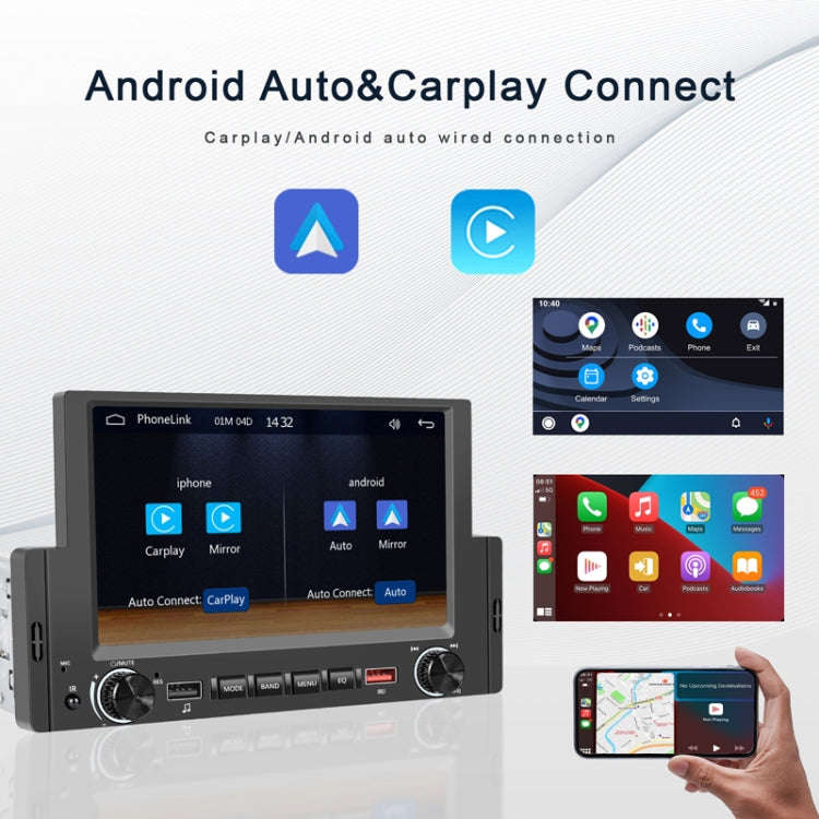 6.2 Inch MP5 Player Single Butt Universal Wired CarPlay Car Monitor, Model: Standard+4 Light Camera