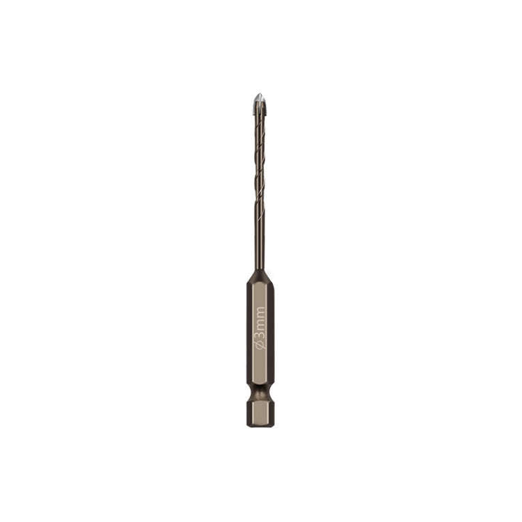 3mm Hexagonal Shank Spiral Flute Cross Alloy Drill Bits Glass Tile Four Edge Drivers