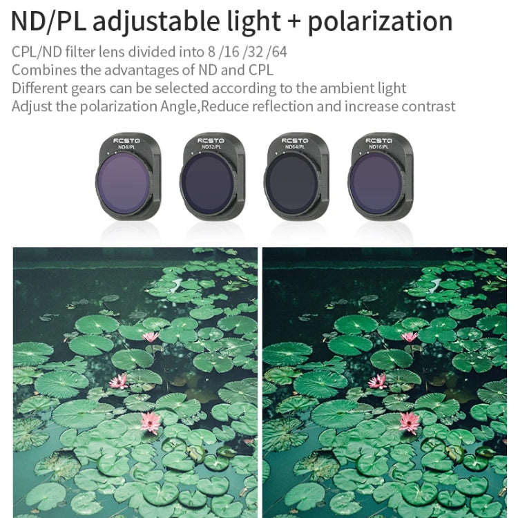 For DJI Mini 4 Pro RCSTQ Filter HD Protective Mirror Drone Accessories, Style: ND-PL8+ND-PL16+ND-...