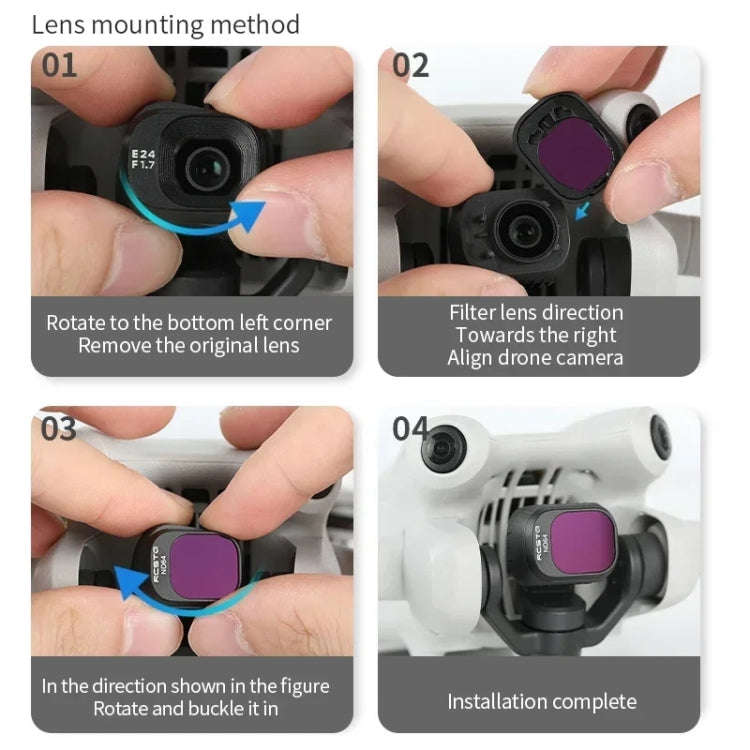 For DJI Mini 4 Pro RCSTQ Filter HD Protective Mirror Drone Accessories, Style: ND-PL8+ND-PL16+ND-...