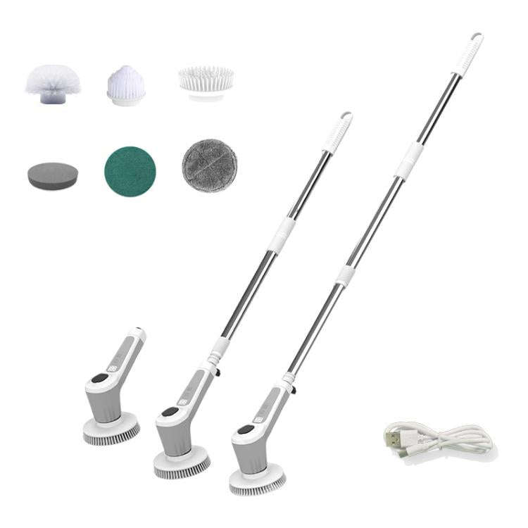 6 In 1 Automatic Water Spray Electric Spin Scrubber 53 Inch Cordless Rechargeable Cleaning Brush