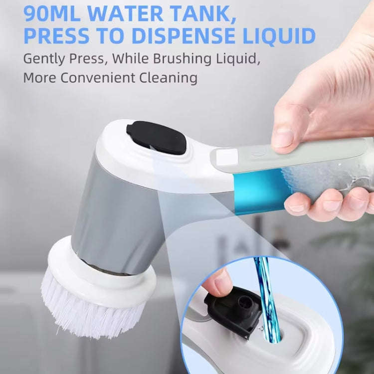 6 In 1 Automatic Water Spray Electric Spin Scrubber 53 Inch Cordless Rechargeable Cleaning Brush