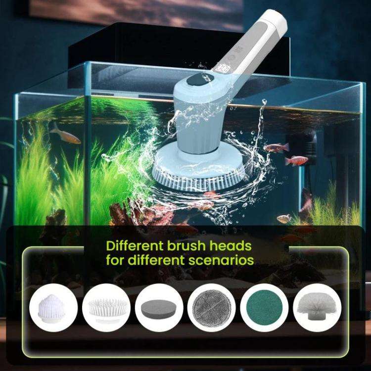 6 In 1 Automatic Water Spray Electric Spin Scrubber 53 Inch Cordless Rechargeable Cleaning Brush