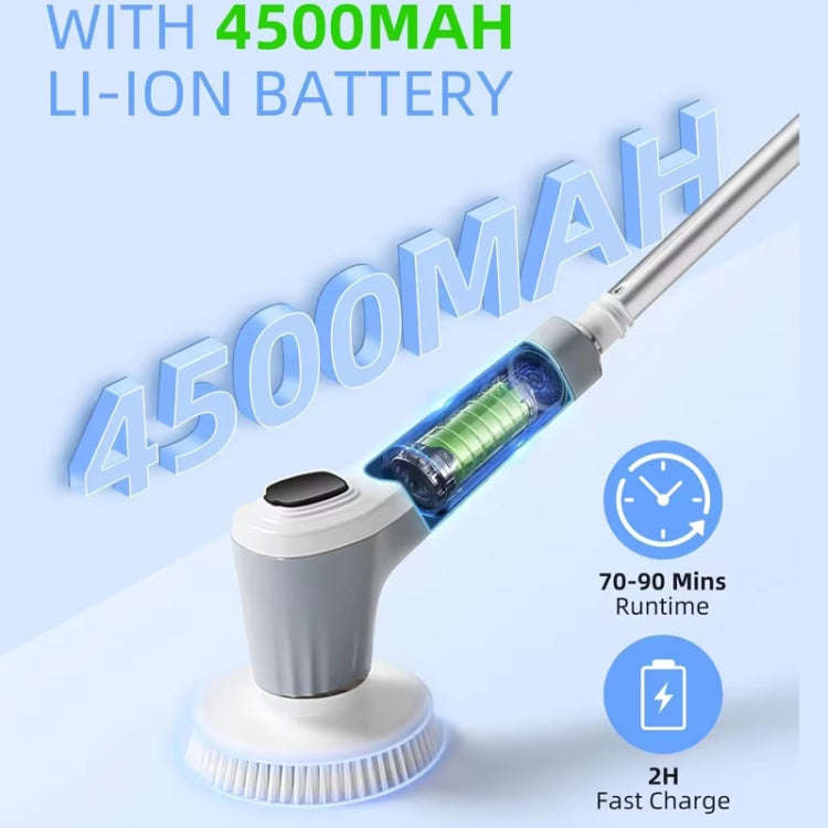 6 In 1 Automatic Water Spray Electric Spin Scrubber 53 Inch Cordless Rechargeable Cleaning Brush