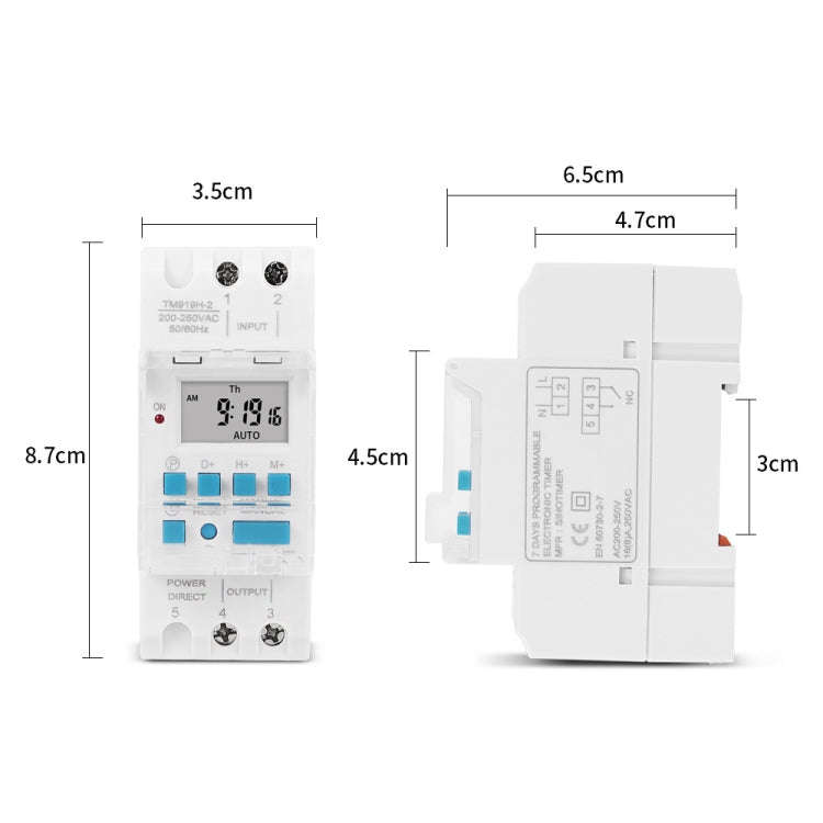 SINOTIMER TM919H-2 220V 16A DIN Rail 4 Pins Voltage Output Digital Switch Timer Automatic Cycle T...