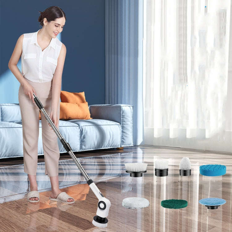 7 In 1 Electric Spin Scrubber Rechargeable Waterproof Floor Clean Bush with 23.6 Inch Adjustable ...
