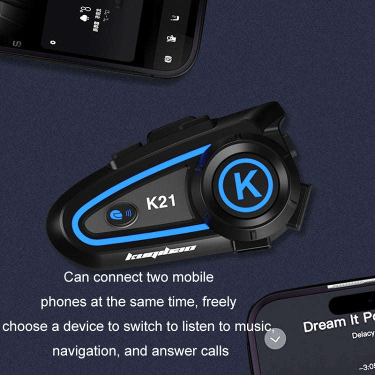 KUQIBAO Motorcycle Helmet Long-lasting Waterproof Bluetooth-compatible Headset with Light(Hard Mi...
