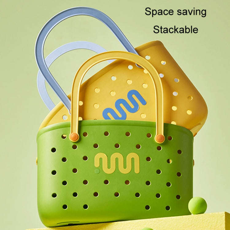 Dopamine Portable Bathroom Storage Basket Household Drainable Vegetable Basket, Color: With 2 x I...