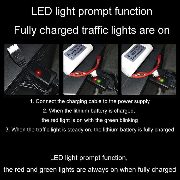11.1V 2A 3S Lithium Battery USB Charger With Light(4 Pin Plug)