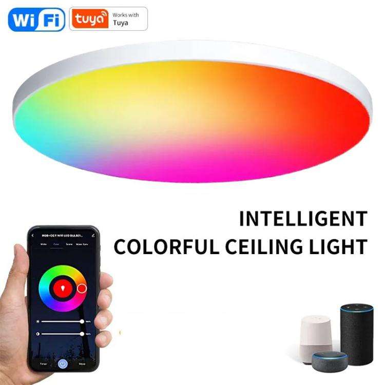 24W 30cm RGBCW Full Color Smart WiFi Tuya Ceiling Light with Remote Control (White)