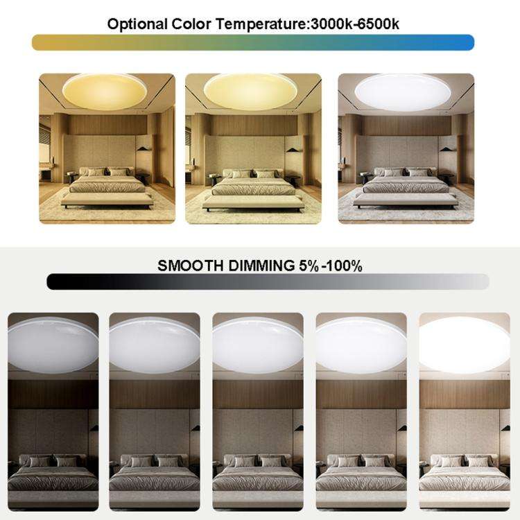 24W 30cm RGBCW Full Color Smart WiFi Tuya Ceiling Light with Remote Control (White)