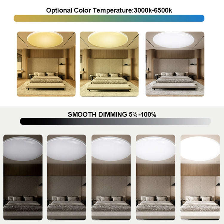 24W 30cm RGBCW Full Color Smart WiFi Tuya Ceiling Light with Remote Control (Black)