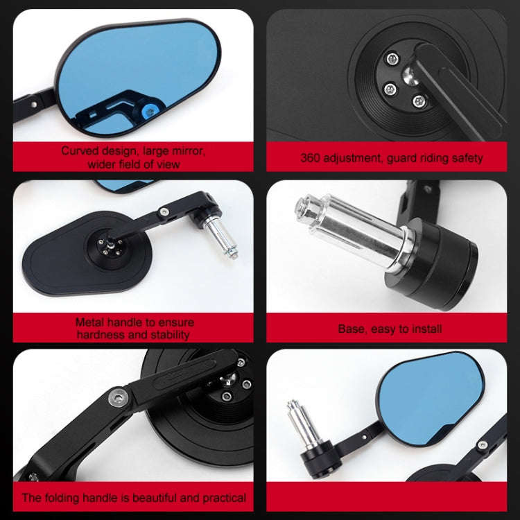 Motorcycle Aluminum Alloy Foldable Rearview Mirror(Black)