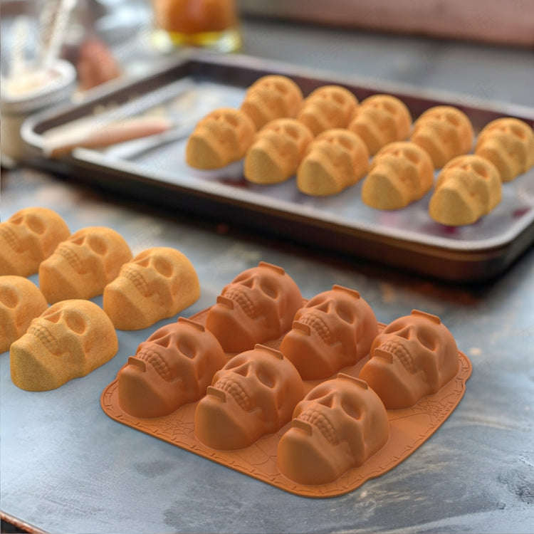 Single Sided 6 Skulls Halloween Silicone Mold(Black)