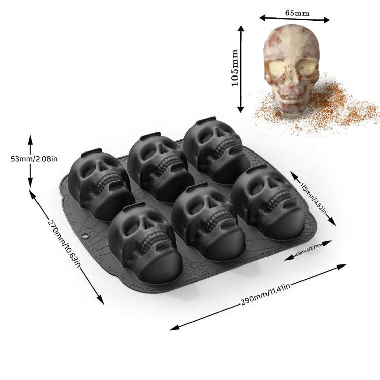 Single Sided 6 Skulls Halloween Silicone Mold(Black)