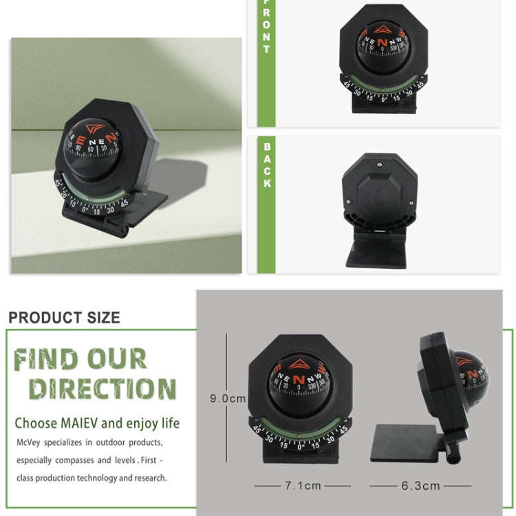 2 In 1 Car Compass With Slope Gauge Foldable High Precision Guide Ball(English Version)
