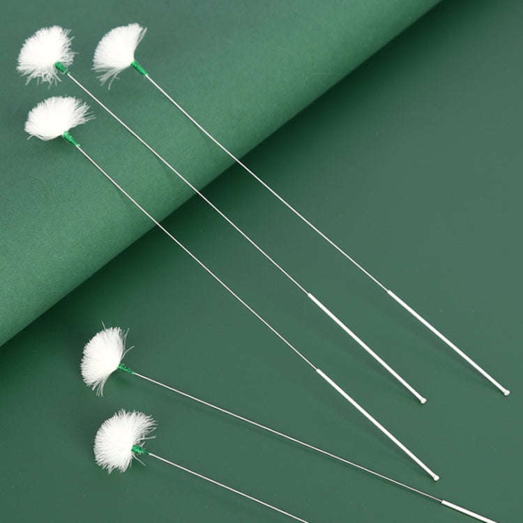 2pcs Medium Heads Silver Needle Goose Quill Stick Ear Picking Tool