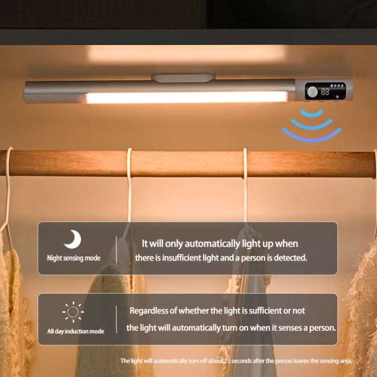 Rechargeable Under Cabinet LED Motion Sensor Night Light with Digital Display 1200mAH(Silver)