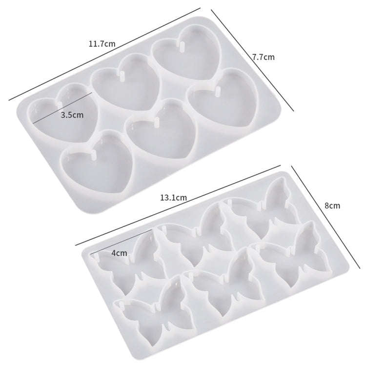 DIY Crystal Glue Heart Butterfly Pendant Keychain Ornament Silicone Mold(Heart)