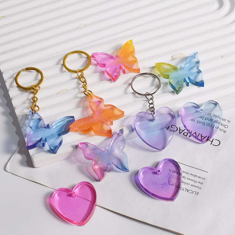 DIY Crystal Glue Heart Butterfly Pendant Keychain Ornament Silicone Mold(Heart)