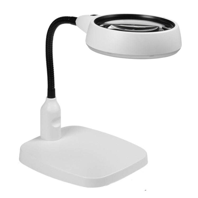 Desktop With 21 LED Lights 10X HD Reading Repair Metal Hose Magnifier(US Plug)