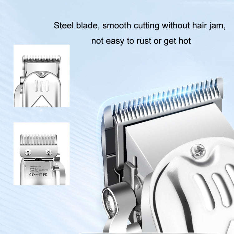 3pcs /Set Men Home Hair Salon High-power Hair Clipper(Silver)