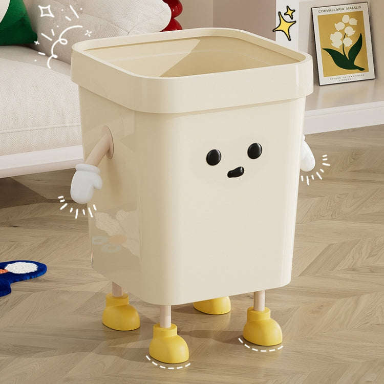Cute Square Trash Can Household Living Room Bathroom Garbage Bin, Style: 12L Sitting White