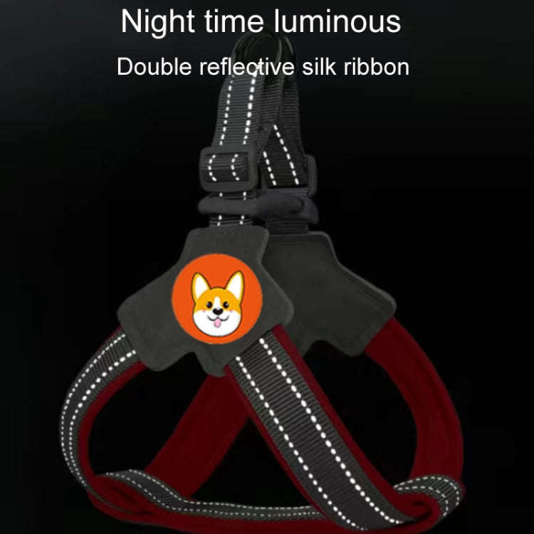 Saddle Style Pet Chest Harness Breathable Reflective Dog Leash, Style: Red+1.5m Round Rope(XL)