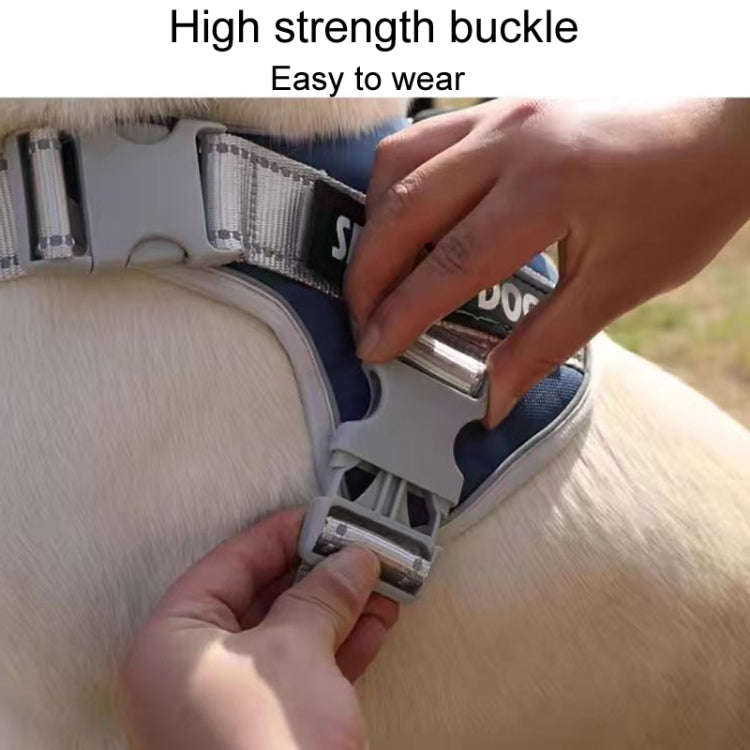 Large Dog Explosion Proof Punch Chest Harness Dog Travelling Leash, Style: Red+2m Round Rope(L)