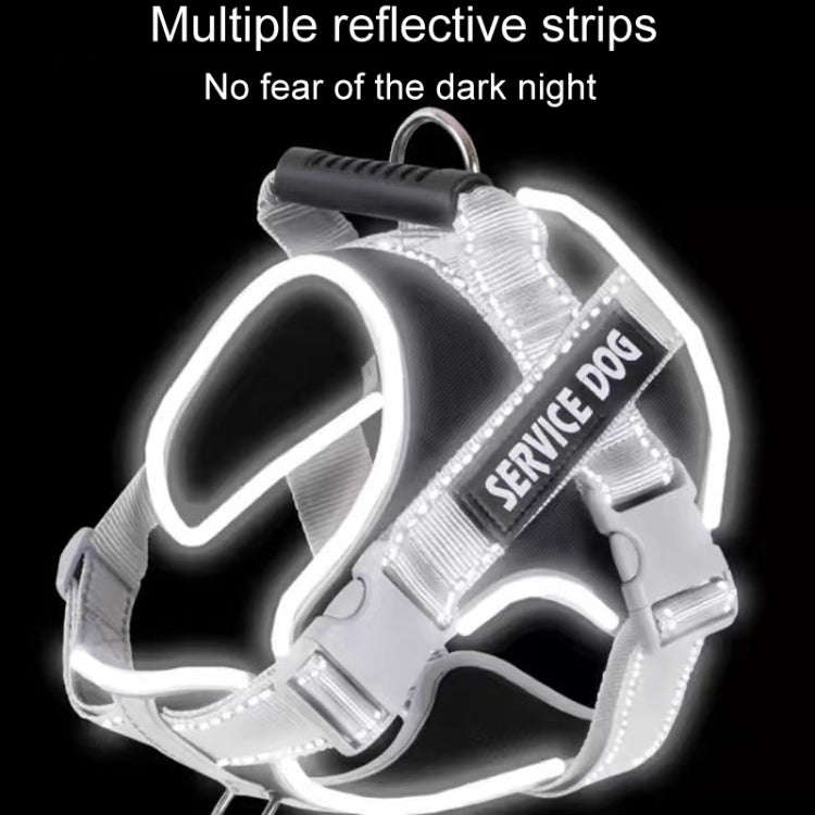 Large Dog Explosion Proof Punch Chest Harness Dog Travelling Leash, Style: Black+2m Round Rope(M)