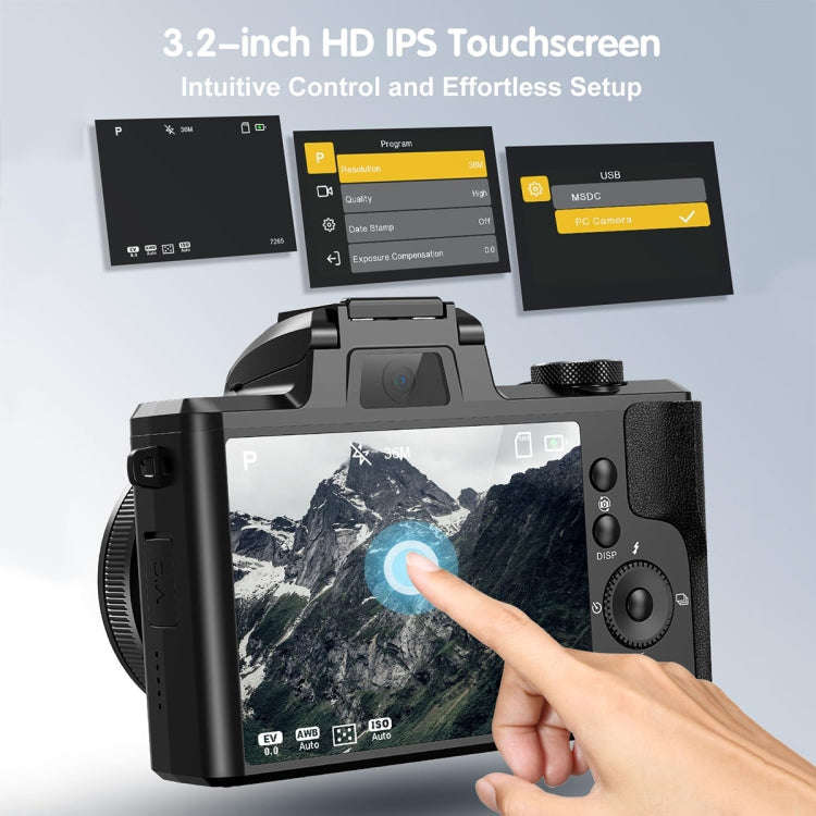 DC206X 5K/30FPS 3.2-Inch 5X Optical Zoom Front And Rear Dual-Camera HD Digital Camera(US Plug)