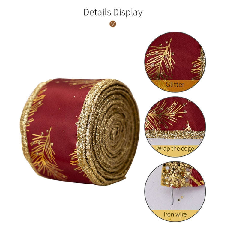 5m x 5cm Multifunctional Christmas Decorative Ribbon Gift Box Packaging Ribbon with Wire(Gold)