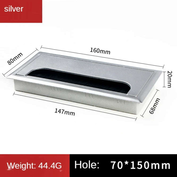 ABS Table Rectangle Wire Hole Cover Outlet Port With Brush PC Desk Cable Organizer, Size: 80x160m...