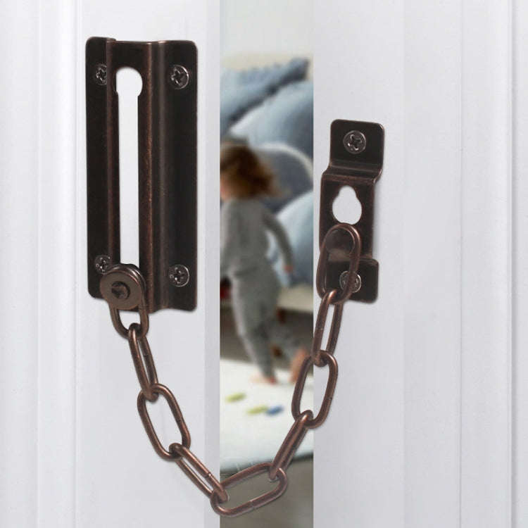 Security Door Chain Anti-theft Home Door Bolt Latch Window Chain Lock, Style: Square Red Bronze