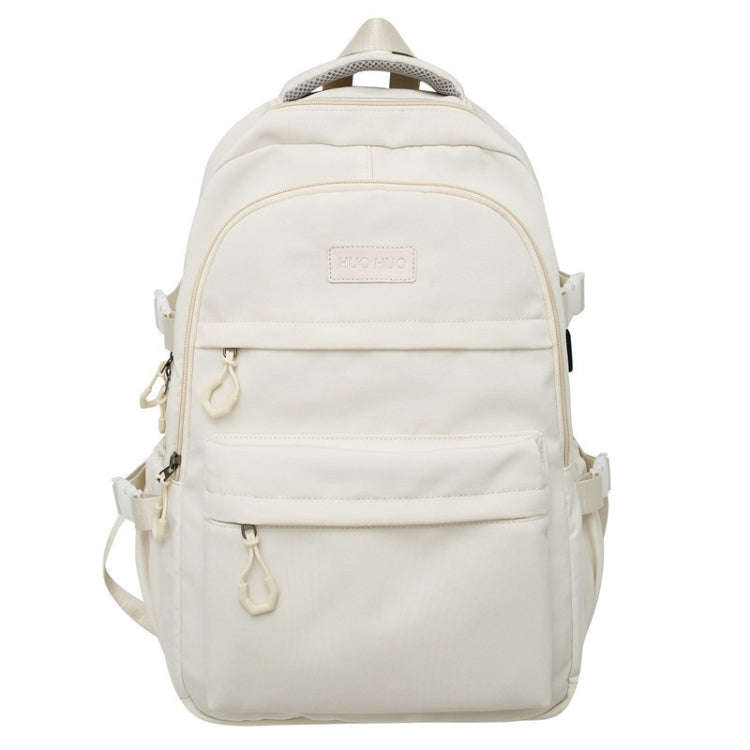 Student Backpack Lightweight Travel Bag Large Capacity Commuter Bag For Men And Women(White)